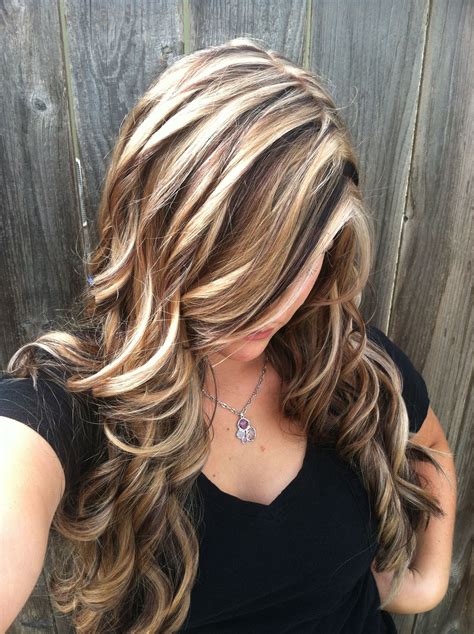 dark brown hair with blonde highlights straight|blonde highlights with brown underneath.